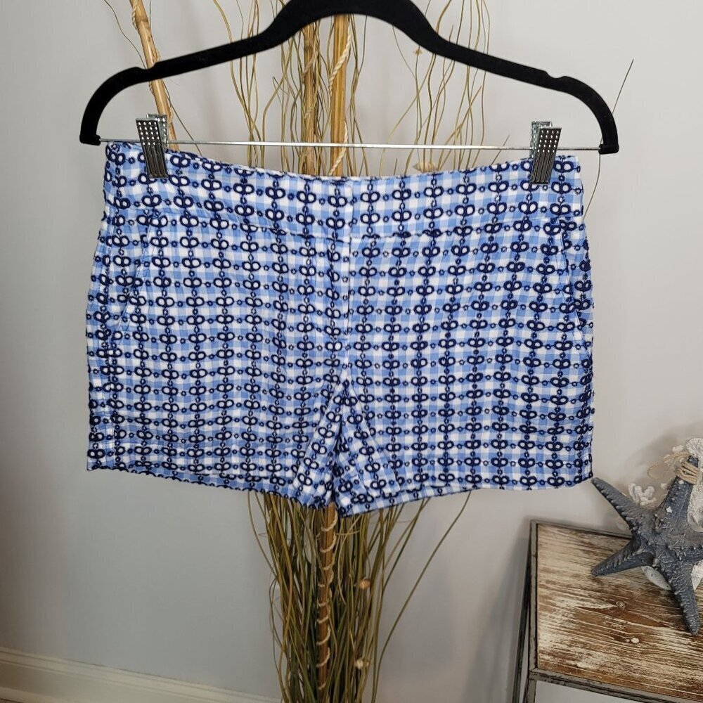 Vineyard Vines Check Print Eyelet Shorts Womens 2